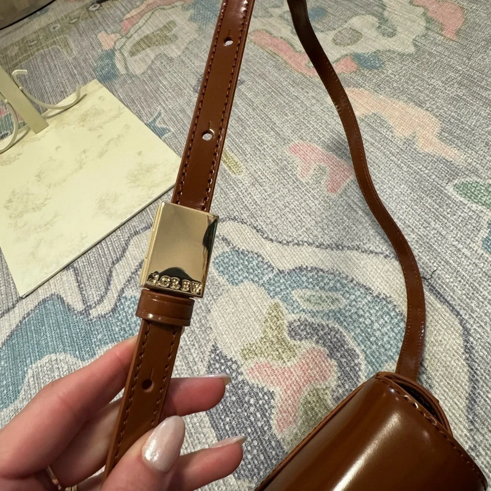 J Crew Edie Camel Brown Italian Leather Crossbody Bag - Picture 3 of 7
